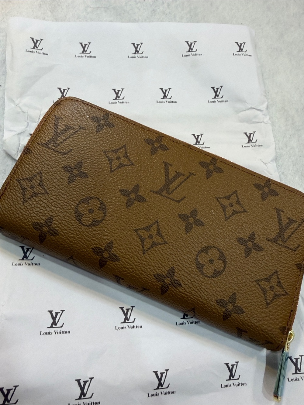 Brown Monogram Zipper Wallet